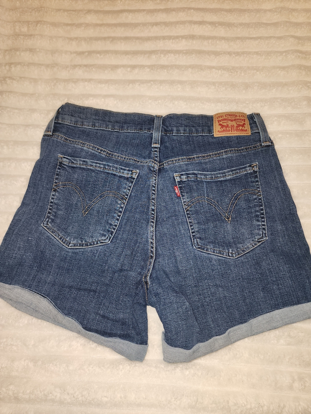 Levi's Dark Blue Cuffed Denim Shorts